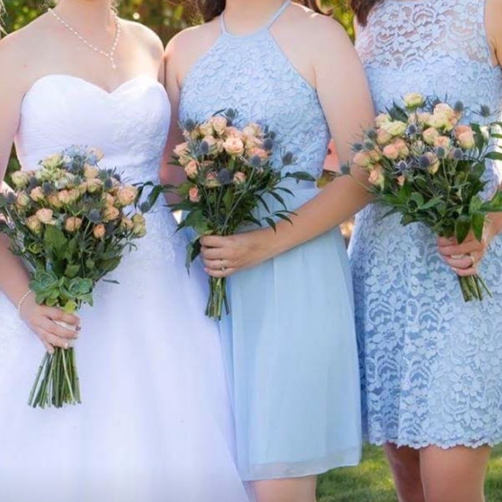 David’s Bridal Ice Blue Dress